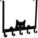 Moxweyeni Black Cat Over the Door Hooks Heavy Duty Organizer Rack for Towel Wall Mount Bathroom Decor Door Hanger Hooks for Hat Coat Cloth Keychain Bag