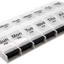 EZY DOSE Push Button (7-Day) Pill Case, Medicine Planner, Vitamin Organizer, 2 Times a Day, AM/ PM Container, X-Large Compartments, Arthritis Friendly, Easy to Use, Clear Lids, Clear/ Black, BPA Free