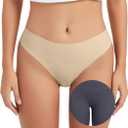 OVRUNS Seamless Thongs for Women No Show Thong underwear High Waist Invisible Panty Liners Workout G-String