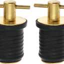 2 Pcs Boat Drain Plug With T Handle - Snap Rubber Plugs With Brass/Stainless Steel Handle - Marine Twist Accessories (1 inch)