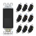 ELEGRP Matte Black 3 Way Decorative Light Switch, 15Amp, 120-277 Volt, AC Decorator Rocker Paddle Wall Switch Replacement, Self-Grounding, Residential and Commercial Grade, UL Listed (10 Pack) (Without Wall Plate)