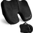 Cushy Tushy Premium Slim Foldable Travel Seat Cushion - for Relief of Lower Back, Sciatic, Butt and Tailbone Pain - for Home & Office Use, Perfect for Travel or Driving - Slim Coccyx Cushion - Black