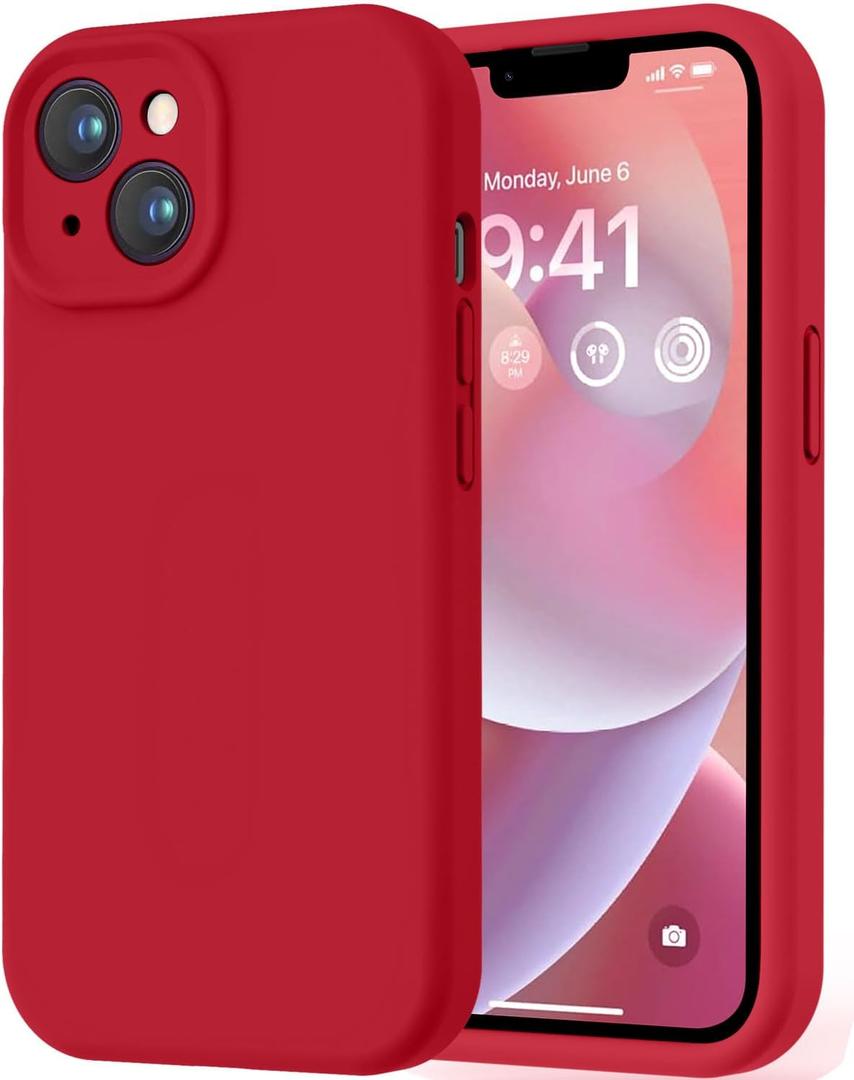 LOVE 3000 Designed for iPhone 14 Case, Premium Silicone with [Soft Anti-Scratch Microfiber Lining] Shockproof Protective Phone Case for Men Women Girls 6.1", Red