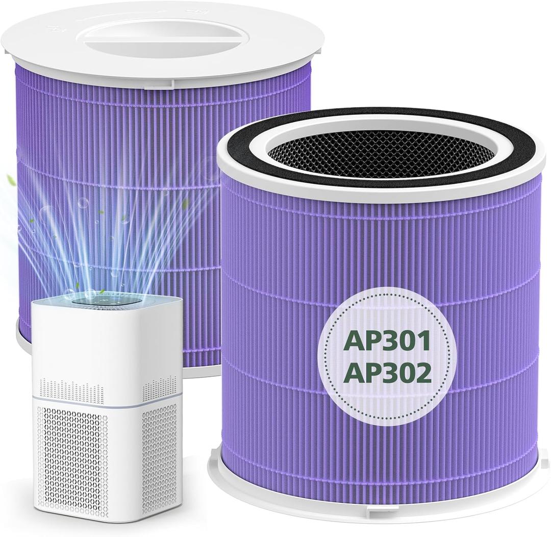 AP301 AP302 HEPA Filter Replacement, ONLY for Dayette AP301 AP302 Air Purifier, HEPA and More Carbon Particles, Pets Odors filter (Purple *2pcs)