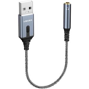 Bluetooth 5.3 to Aux Adapter for Car or Amp, USB to 3.5mm Female BT Receiver with 8-Strand Crystal Copper Cable, for Enjoy Wireless Music from Phone to Headphones, Car, Speaker, or Amplifier (Space Gray)