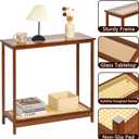 Bamboo Narrow Console Table, 31.5"(L) Wood Small Entryway Table with Rattan and Glass, Accent Slim Hallway Tables, Thin Sofa Side Tables for Hallway, Living Room, Bedroom, Foyer, Walnut, 31.5" x 10.24" x 29.72"