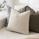 MIULEE 24x24 Inch Decorative Euro Sham Pillow Covers for Couch Bed Set of 2 Textured Boucle Neutral Throw Pillow Covers Natural Beige Ivory Accent Solid Pillowcases Sofa Living Room Home Decor