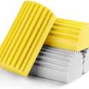 Jeymei 4-Pack Damp Clean Duster Sponge, Sponge Cleaning Brush, Duster for Cleaning Blinds, Glass, Baseboards, Vents, Railings, Mirrors, Window Track Grooves and Faucets, Gray and Yellow