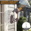 Outdoor Light Fixtures Wall Mount Dusk to Dawn Solar Exterior Wall Sconce Lanterns Remote Control with Water Ripple Glass Lamp Shade for Patio Yard House Hallway, 17'' Medium ORB Color