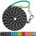 NTR Dog Long Leash, 15FT Puppy Obedience Recall Training Rope Lead with 2 Swivel Hooks, Reflective Threads and Soft Handle, Puppy Leash for Walking, Hunting, Camping for Small Medium and Large Dogs (15ft*3/8", Black)