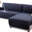 Genina Sectional Couch Covers for Dogs L Shaped Sofa Covers Chaise Lounge Cover Reversible Sofa Cover Sectional Furniture Protector for Pets, Kids (Navy Blue, Large)