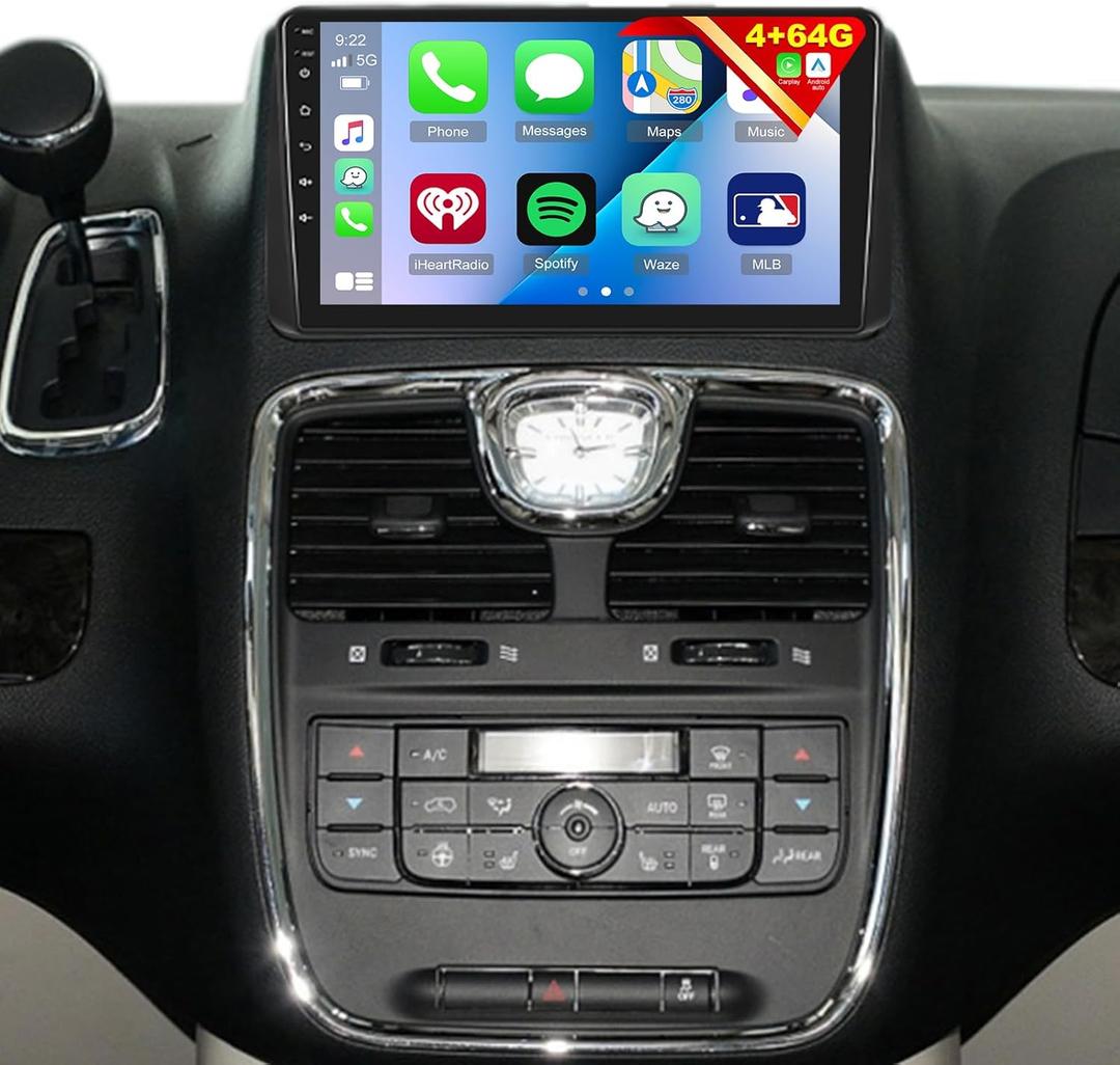 [4G+64G] Car Radio for Dodge Grand Caravan 2011-2020/for Chrysler Town & Country 2012-2016, 8 Core Android Touch Screen Stereo, DSP 32 EQ Audio/IPS Screen/Carplay/Android Auto/SWC/BT 5.0/WiFi