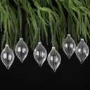 Sumind 6 Pcs 5.8" Glass Christmas Ornaments Hand Blown Glass Ornaments Crystal Balls DIY Clear Hanging Decorations with Metal Hook for Winter Xmas Tree Window Elegant Luxury Decor Gift(Stripe Style)