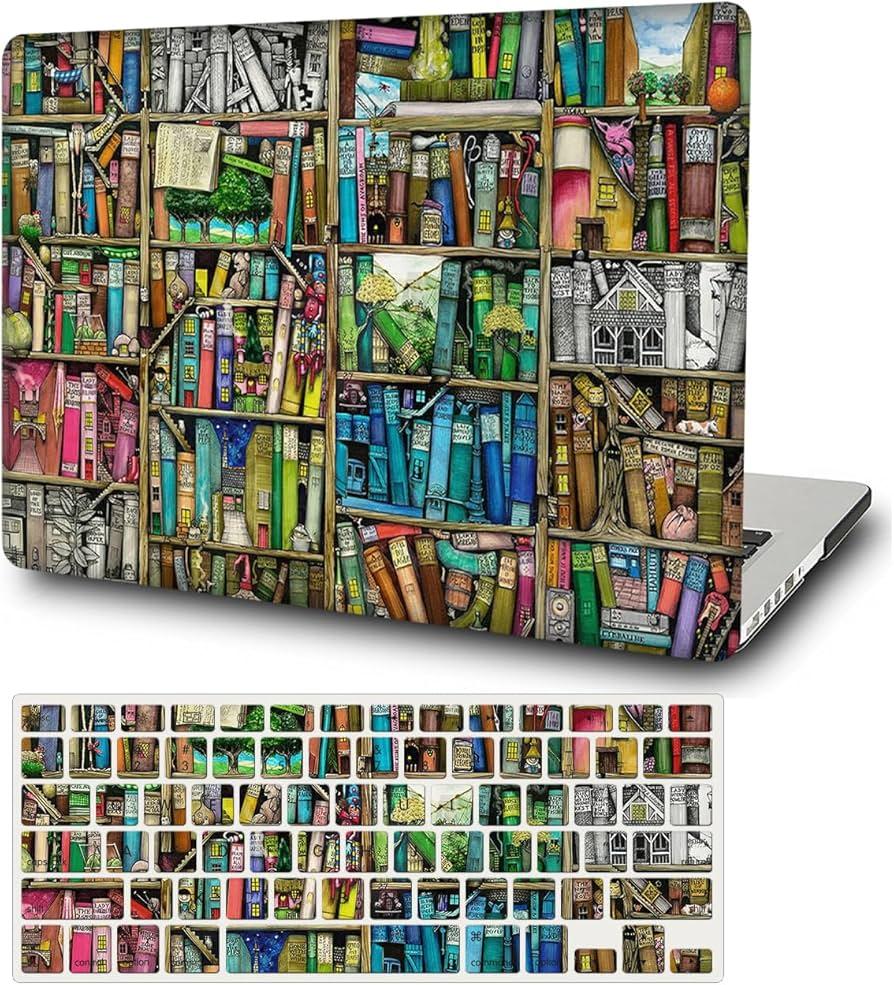 Funut Compatible with MacBook Air 15 inch Case 2024 2023 Release M3 A3114 M2 A2941 Liquid Retina Display & Touch ID, Laptop Plastic Hard Shell Case+Keyboard Cover for MacBook Air 15.3", Bookshelf
