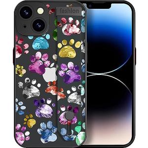 IWONE Compatible for iPhone 15 Case Cute with Stand/Shockproof Drop Protection Slim Strap Kickstand Phone Cover for Women Girls/Dog Puppy Paws Claws 2 Pack