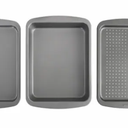Goodcook 3 Piece Toaster Oven Set Sheet Pan 8.4 x 6.5" Crisper Pan 8.4 x 6.5" Cake Pan 8.4 x 6.5"
