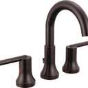 Delta Trinsic Oil Rubbed Bronze Bathroom Faucet 3 Hole, 8 Inch Widespread Bathroom Sink Faucet for Vanity, Metal Push-Pop Drain Assembly, Venetian Bronze 3559-RBMPU-DST