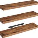 RALGEND Floating Shelves for Wall, 1.5" Thick Wall Shelf Set of 3 with Invisible Brackets, L31.5 x W7.9 Hanging Shelves Farmhouse Home Decor for Bathroom, Living Room, Bedroom, Rustic Brown 8301BJP3BF