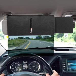 Veharvim Polarized Sun Visor for Car with Zipper Slider, Upgraded UV400 Car Sun Visor Extension with PC Lens and Side Sunshade,Anti-Glare Visor for Safe Driving,UV-Filtering/Protection (Universal, Transparent+Zipper+Driver Side)