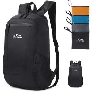 Lightweight Hiking Backpack Small,Waterproof Hiking Daypack,Foldable Backpack for Travel,Ultralight Daypack(Nylon, Black)