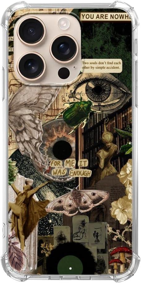 Nature Plants Insects Aesthetic Case Compatible with iPhone 16 Pro Max, Hippie Dark Academia Phone Case for iPhone 16 Pro Max, TPU Bumper Phone Case Cover
