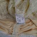 Women Lace Tank Top Cap Sleeve Vintage Floral Sheer Blouse (Small, Yellow)