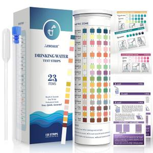 All-New 23 in 1 Drinking Water Testing Kit 158 Strips,Well Water Testing Kit & Water Test Strip for House Water for HardnessChlorine,Copper,Iron,Lead,pH and More