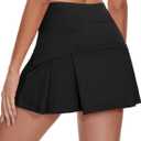 Ibeauti Womens Back Pleated Athletic Tennis Skorts Golf Skirts with 3 Pockets Mesh Shorts for Running Active Workout (X-Small, 01 Black)