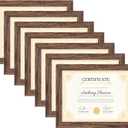 PETAFLOP 8.5x11 Picture Frame Set of 7, Rustic Certificate Frame Display 8.5 by 11 Inch Photo for Wall or Tabletop (Distressed Brown)