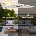 9ft Solar Umbrella Outdoor - Lighted Solar Patio Umbrella with 40 LED Lights Waterprool UV Protection, Table Umbrella with Tilt for Pool, Porch, Garden, Deck, Backyard (Ivory)