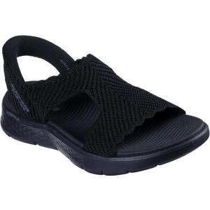 Skechers Women's T-Strap Sandal Flat (10, Black/Black)