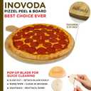 12" Wooden Pizza Peel | Pizza Cutting Board & Cheese Board with Cutter & Knife | Multipurpose Bamboo Cutting Board & Charcuterie Board For Pizza, Cheese, Fruits, Vegetables & Meat