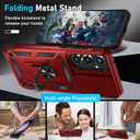 Janmitta Compatible with Samsung Galaxy A35 5G Case Built in Slide Camera Lens Cover+Screen Protector+Finger Ring Holder Kickstand,Heavy Duty Shockproof Full Body Phone Cover,2024 Red