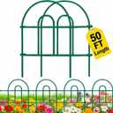 AMAGABELI 35 Panels 18in(H)50ft(L) Decorative Garden Fence No Dig Rustproof Metal Pre-Linking Fence Panels Garden Edging Border Animal Barrier Fencing for Flower Beds Yard Patio Outdoor Decor Green