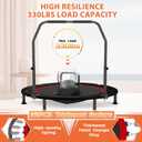 K KENSONE 40" Mini Flodable Spring Rebounder Trampoline for Adults, Small Exercise Trampoline for Indoor Workout and Fitness, Purple Resistance Band Included, Max Load 330 LBS