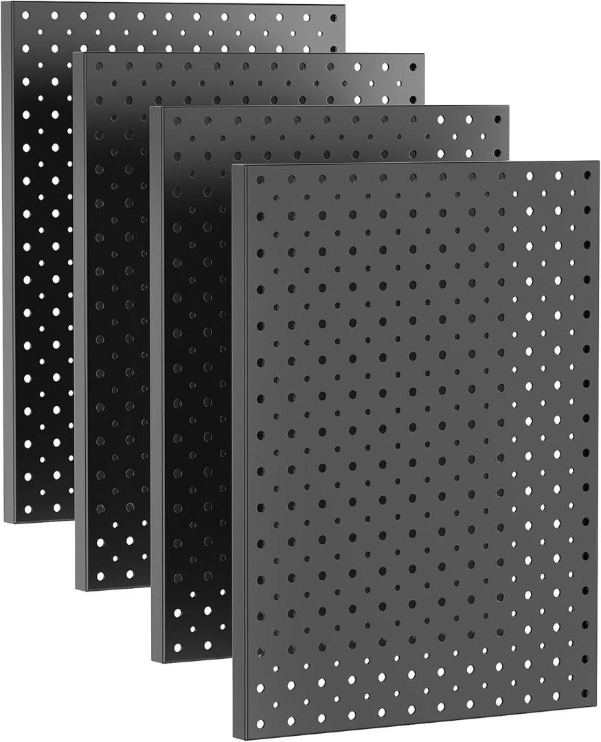 Ultrawall Metal Pegboard Panels, Pegboard Wall Organizer, Black Peg Boards for Wall, Garage Tool Storage Organization, 12"X16", 4pcs