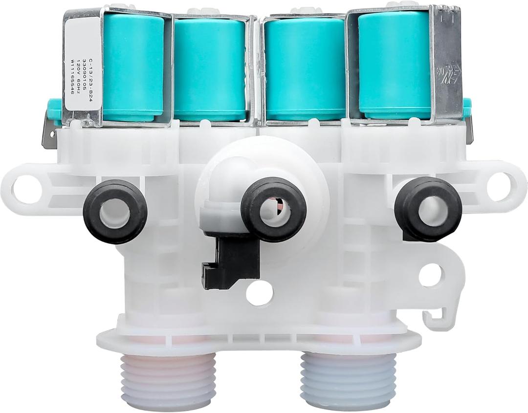 W11165546 W11220230 Washer Water Inlet Valve fit for Whirlpool Maytag-Bravos XL Commercial Whirlpool-Cabrio Kenmore 700 S W10599423 W10758828 W11165546VP W11096267 AP6284346 prime&swift