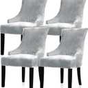 Lellen Stretch Wingback Chair Cover Slipcover - Reusable Wingback Side Chair Slipcover,Dining Chair Covers,Arm Protector Seat Covers for Dining Room Banquet Home Decor (Silver Grey, 4PC)
