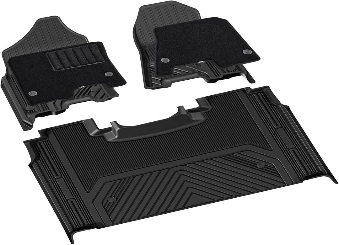 3W Dodge Ram 1500 Floor Mats & Fornt Carpet for 2019-2024 with Original Storage Under Rear Seat All Weather Floor Liner Car Accessories Ram 1500 New Body Crew Cab (Not for Classic Models)