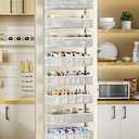 DAOTENGQL 8-Tier Over The Door Pantry Organizer with Mesh Baskets, Adjustable & Stable Hanging Spice Rack for Kitchen, Bathroom, Bedroom, and Baby Essentials Storage (16" W 8-Tiers, White)