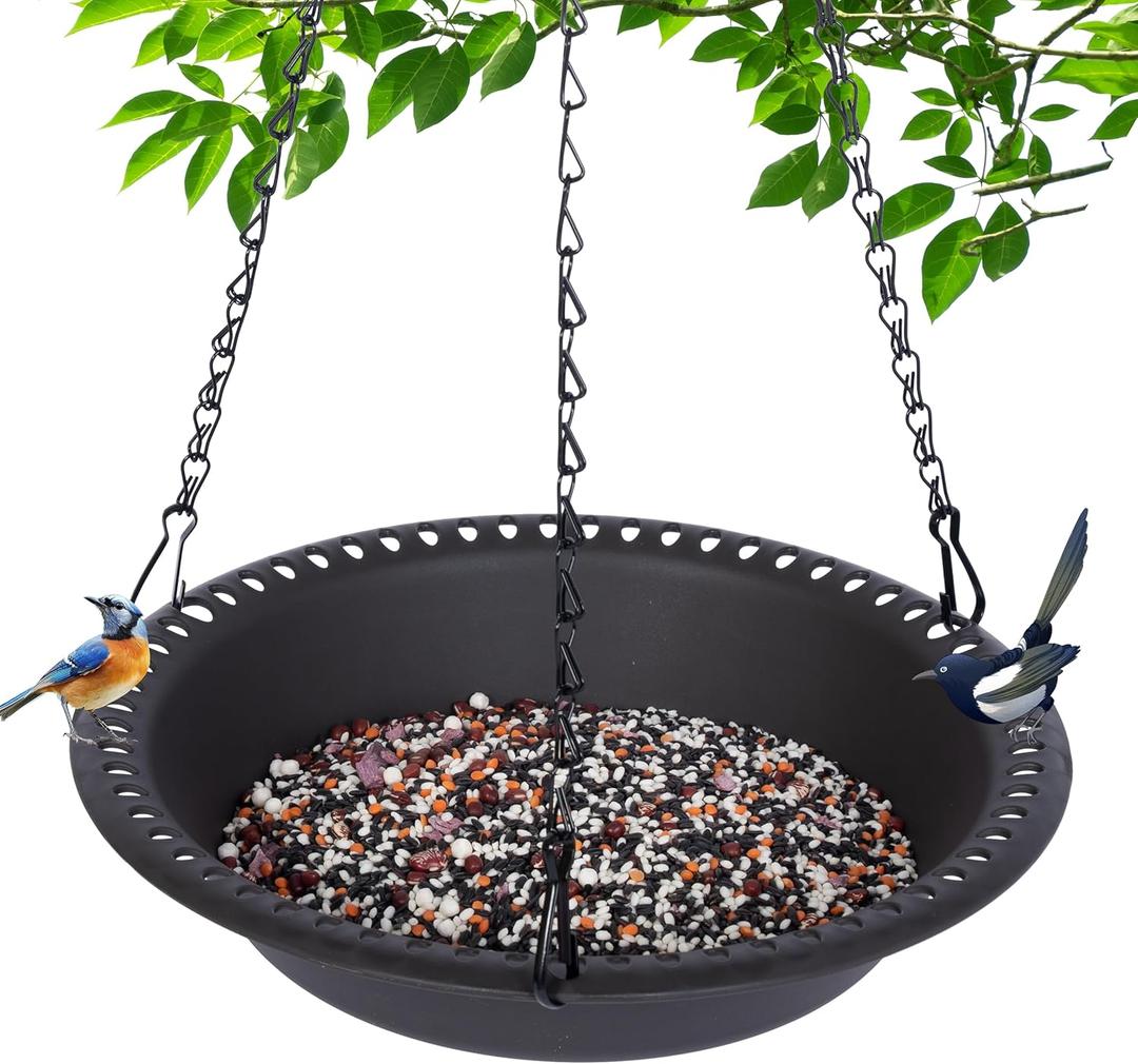 Hanging Bird Feeder Tray 10inch for Garden Yard Outside, Brown (10 inch)