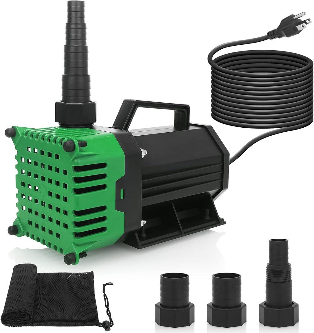 BARST Submersible Water Pump 150W High Flow Pond Pump with 25ft Power Cord Fountain Pump for Waterfall Koi Pond Fish Aquarium Tank Hydroponic with Pump Barrier Bag (4760GPH-GREEN)