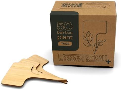 Bamboo Plant Labels, Eco-Friendly Garden Tags | Short T-Type Wooden Garden Markers | 100% Natural, Biodegradable | for Labeling Herbs, Seedlings, Vegetables, Cheeses, Appetizers, Desserts | 50 pcs