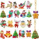 Chuangdi 20 Pcs Diamond Art Christmas Ornaments Diamond Art Kit for Adult DIY Diamonds Painting Keychains Crystal Rhinestone Arts Craft Santa Snowman Xmas Party Decor Supplies