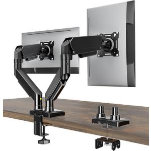 Dual Monitor Stand, Adjustable Monitor Desk Mount for 1732 Computer Screens, Full Motion VESA 75x75/100x100 with C-Clamp & Grommet Aluminum Base, Each Arm Holds 4.4 to 20 lbs AX09DB201