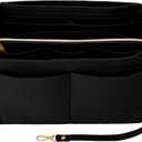 OPPOSHE Purse Organizer Insert for Handbags, Softened Felt Bag Insert Organizer for Tote, Handbag Organizer Compatible with LV, Coach, MK, Kate Spade, Goyard, Longchamp (Black, Medium)