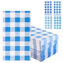 Blue Gingham Napkins Disposable Rectangle: 80PCS Checkered Paper 15.7x11.8 Inch for Dinner Party