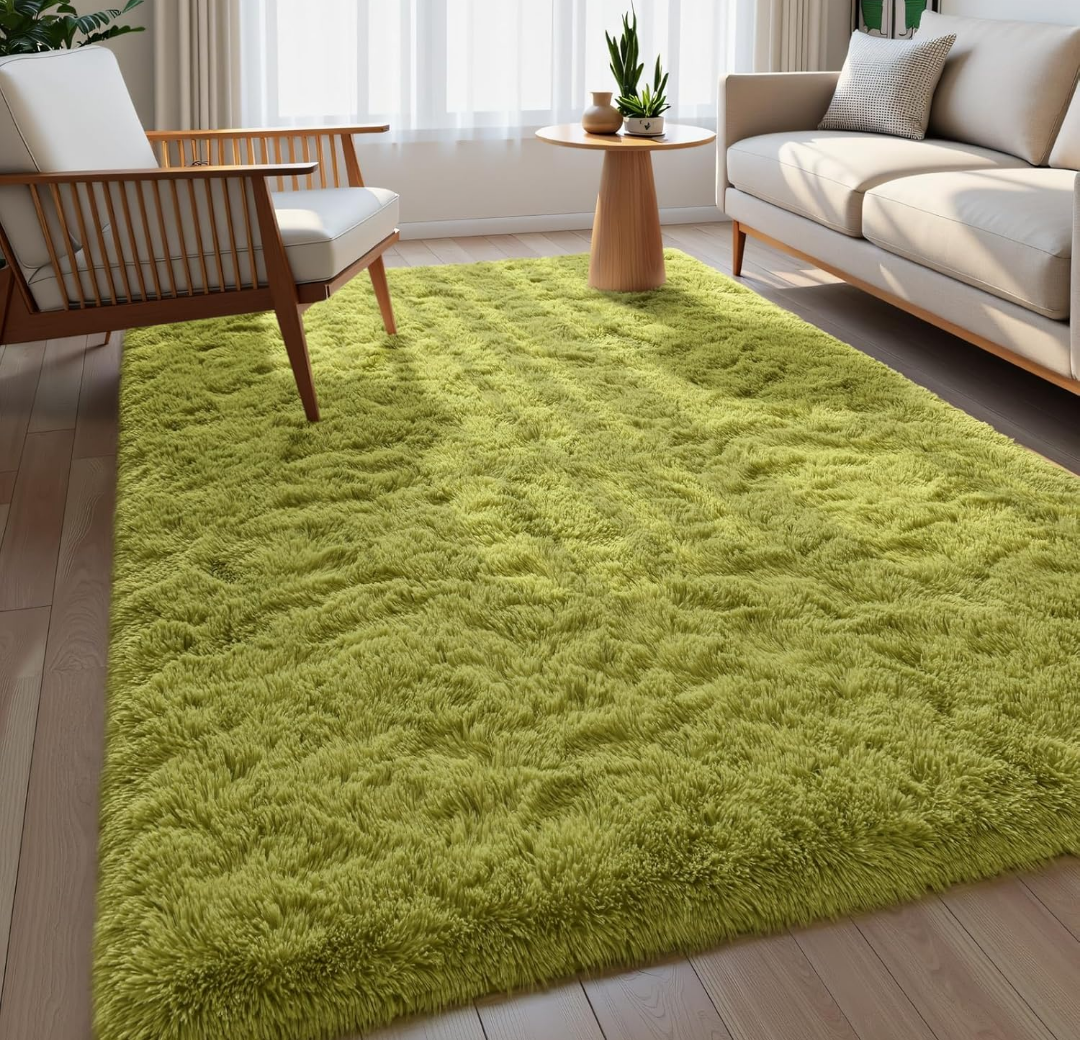 Fluffy Area Rugs for Bedroom Decor Aesthetic, 6x9 Cream White Shag Rug with Non-Slip Backing for Living Room, Soft Washable Fuzzy Carpet Modern Home Decor for Kids Nursery Girls Room