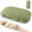 HIKEMAN Camping Memory Foam Pillow - Ultralight Travel Pillow,Backpacking Pillow with Removable Cover,Ergonomic Pillows,Neck Lumbar Support for Outdoor Camp,Sport,Hiking,Backpacking Sleep (Army Green)