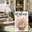 Baccessor Easter Garden Flag 12x18 Inch Double Sided Burlap Outside,Easter Eggs Bunny Spring Tulip Flowers Welcome Yard Holiday Flag